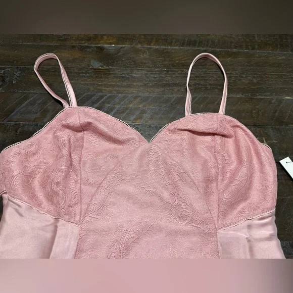 NWT Lani the Label Victoria Blush Pink Satin Lace Bodysuit Sz L Valentines Date - Picture 12 of 15